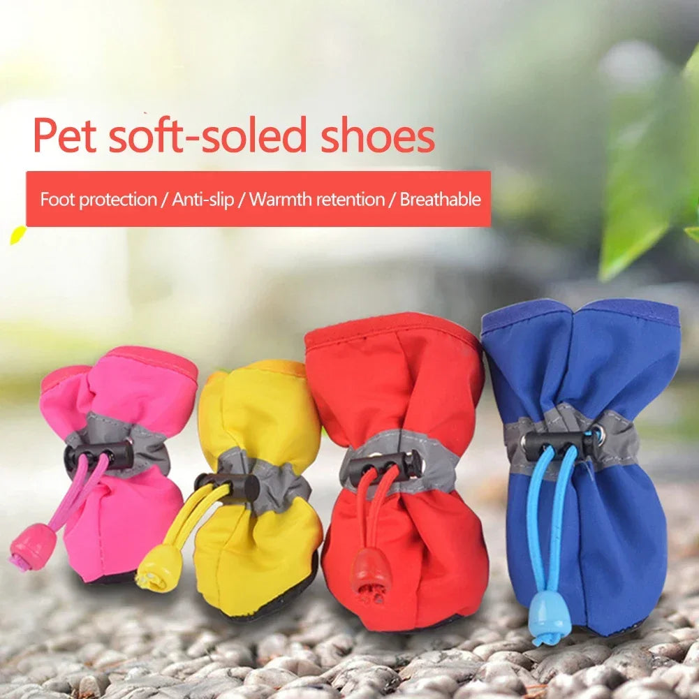 4PCS Puppy Waterproof Hiking Slipper Boots Durable Dog Shoes For Small And Medium Sized Dogs