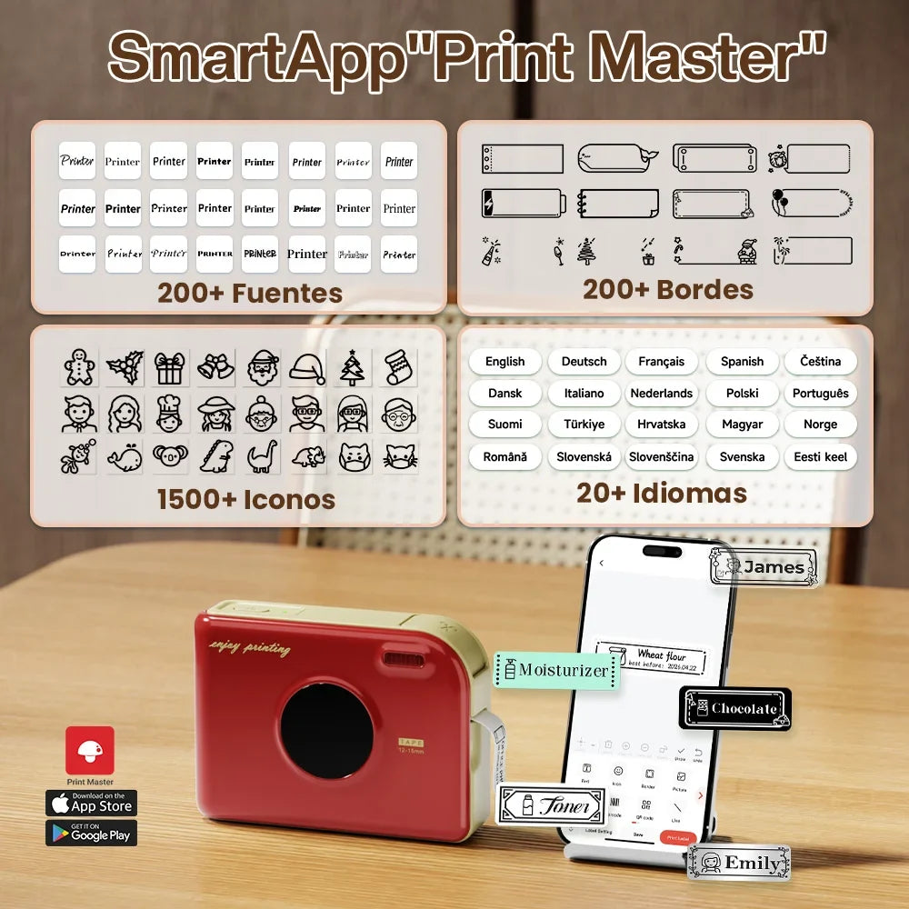 Mini Printer Phomemo A30 Wireless Bluetooth Label Maker Portable Design Ideal for Gift Tags Photo Labels