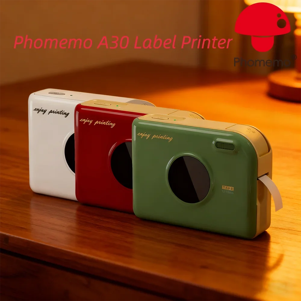 Mini Printer Phomemo A30 Wireless Bluetooth Label Maker Portable Design Ideal for Gift Tags Photo Labels