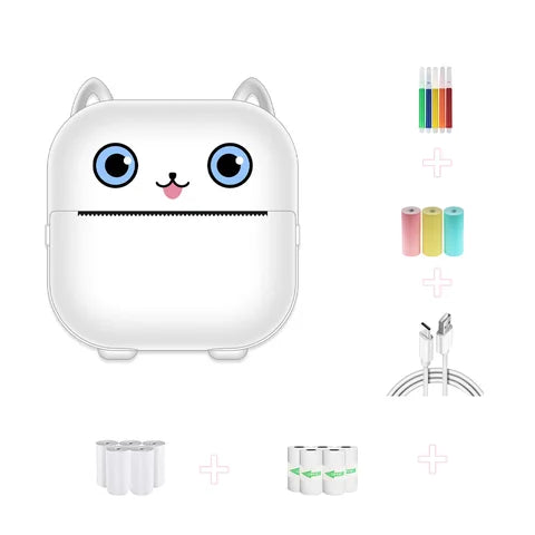 Portable Thermal Printer MINI CAT Print Photo Pocket Thermal Label Printer 58mm Printing Wireless Bluetooth Android IOS Printers